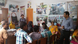 Opens popup gallery with Discussion with Manikanj Union Parishad, the local government office, and their youth community paralegals.