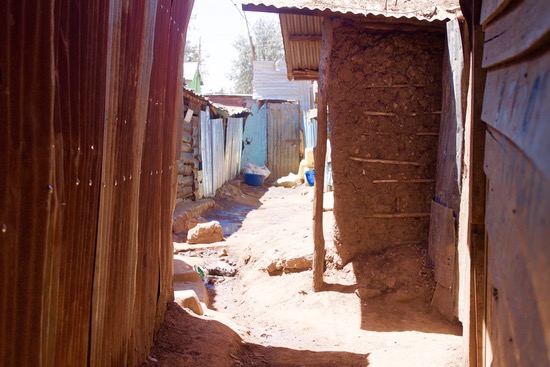 Opens popup gallery with A typical alleyway in Kibera.